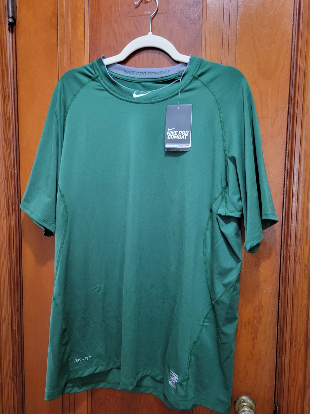 Nike Green Fitted Pro Combat Dri-FIT Short Sleeve Shirt